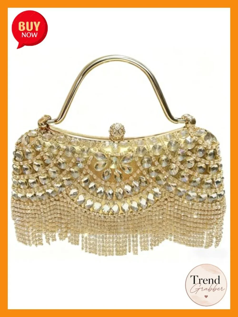 Fringe Rhinestones Clutch Purse Elegant Mesh Evening Bag Crystal Handbag